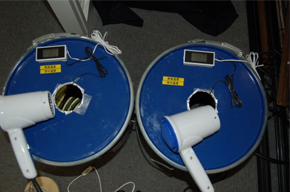 スチール製ドラム缶での実験　温風実験