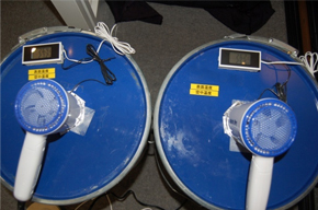 スチール製ドラム缶での実験　温風実験